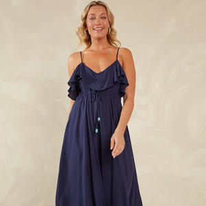 Alta calidad y precio bajo verano 100% rayón Casual Maxi vestido de cintura alta suelto ajustado traje de vacaciones de verano vestido largo - Product Image 1