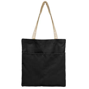Black Cotton Tote <b>Bag</b> Pocket Canvas Eco-Friendly Reusable Recyclable Full Customized Zipper Closure Large (>50cm) Machine - Product Image 6