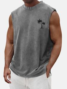 High quality Men summer Clothing and Oversized 100%cotton Sleeveless gym <b>vest</b> and Acid Wash Oversized summer tank Top for men - Product Image 6