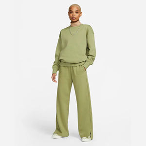 Sudadera holgada acanalada para mujer, con cuello redondo, 80% Algodón, 20% poliéster reciclado, con dobladillo y puños acanalados, color caqui y verde - Product Image 6