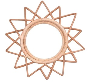 Espejos minimalistas de pared con marco de ratán hechos a mano para baño, sala de estar o entrada, decoraciones para colgar en la pared - Product Image 6