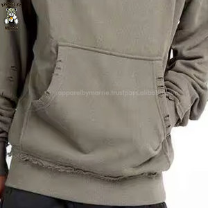 Custom Apparel Men Distress Hoodies Soft <b>Brushed</b> Fleece For Casual Wear Street Fashion <b>Outdoor</b> Activities And Leisure - Product Image 3