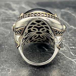 Anillo de Plata de Ley 925 Estilo Vintage para Hombre, con Bisel de Ónix Negro Hecho a Mano, Microincrustaciones, Anillo Clásico y Elegante, Regalo para Él - Product Image 6