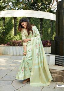 Soie douce sur tout le corps Impression numérique & Heavy Jacquard Pallu Fancy Blouse Saree Heavy Jacquard Pallu Ladies Parties Casual Wear - Product Image 4