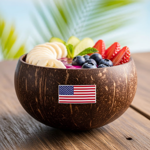 Cuenco de cáscara de coco orgánico 100% de nuevo diseño impreso banderas de país personalizadas para regalo de bebida de batido para fiesta de Vietnam - Product Image 1