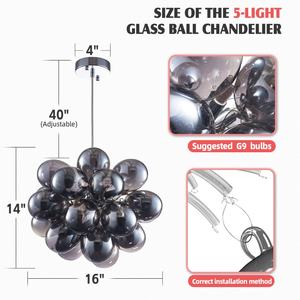 20 "Smoke Black Bubble Ball Glas Kronleuchter, moderne Pendel leuchte für Schlafzimmer Arbeits zimmer - Product Image 4