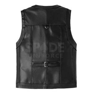 Gilet en cuir et toile marron vieilli pour homme, respirant, coupe-vent, décontracté, d'hiver, personnalisé, ciré, pour moto - Product Image 2