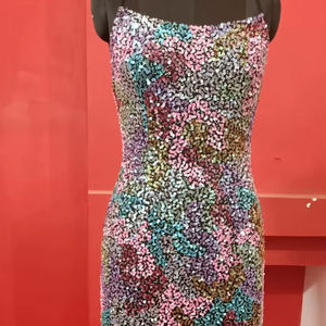Robe de soirée brodée à la main multicolore - Product Image 1