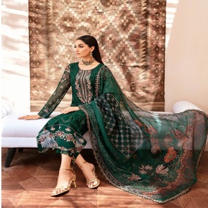 Colección de Vestidos de Fiesta Pakistaníes de Chifón para Mujer, Conjunto de 3 Piezas, Ramsha Sari, Vestidos Largos Bordados para Niñas, Diseño Étnico Moderno - Product Image 5