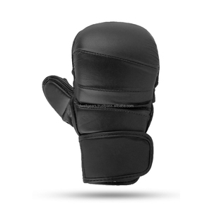 DWELT GEARS Cage Fighting MMA Gloves PU Leather Durable Open Palm Grappling Training Sparring Hook Loop Closure Unisex Gloves - Product Image 4