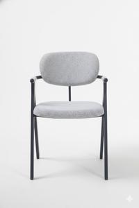 Silla de Comedor Moderna YAKUT, Tapizada, con Brazos, Asiento de Tela, Patas de Metal Resistentes, Estilo Escandinavo, para Restaurante/Cafetería - Product Image 3