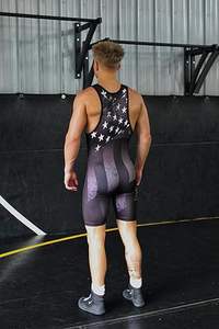Venta al por mayor de alta calidad de encargo de poliéster Spandex Hombres Athletic Wrestling Singlet Adultos Jóvenes de impresión completa de artes marciales de hierro - Product Image 3