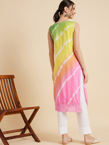 Kurti élégant et tendance pour femmes, en tissu rayonne super doux, sans manches, col rond, été, style indien - Product Image 6