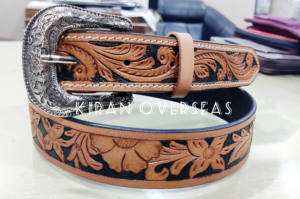 เข็มขัดหนังวัวแบบตะวันตกเข็มขัดหนังวัวสำหรับผู้หญิงเข็มขัดหนังวัวแบบทำมือสลักลายหนังแท้ - Product Image 2