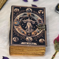 Journal de Tarot imprimé de 400 pages, fait main, vintage, pages à bords festonnés, carnet mystique à couverture rigide, Livre des Ombres