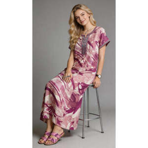 Robe de nuit longue tissée d'été pour femme avec poche latérale et tissu respirant - Confortable pour un usage quotidien - Product Image 2