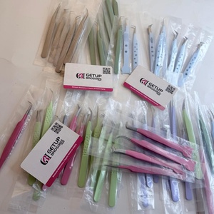 Ensemble de pinces professionnelles pour extensions de cils, haute précision, en acier inoxydable, antistatiques, antimagnétiques, pinces pour volume - Product Image 3