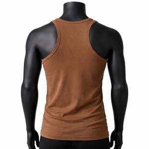 Camiseta sin mangas sostenible para hombre, de color sólido, con cuello redondo, ecológica, de bambú, informal, tejida. - Product Image 2