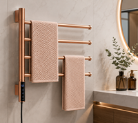 Rak Handuk Elektrik Berpemanas Putar dengan Lapisan Stainless Steel, Penghangat Handuk Desain Modern untuk Kamar Mandi