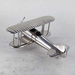 Decoración de Mesa para Sala de Estar, Modelo de Avión Biplano de Aluminio Fundido, Pulido Brillante, Artículos de Regalo Empresariales - Product Image 3