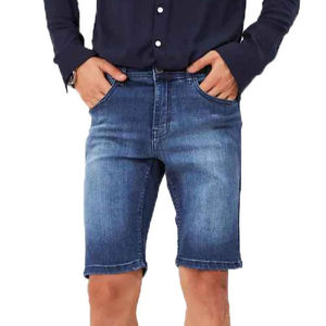 Pantalones Cortos de Mezclilla para Hombre, Cintura Media, Cierre de Botones, Color Sólido, Estilo Casual, 100% Algodón Tejido, Transpirable, con Bolsillos - Product Image 1