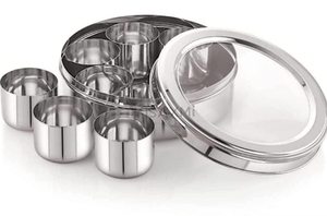 Cajas de especias indias de acero inoxidable de 7 latas más vendidas, contenedores de condimentos Masala Dabba, precio al por mayor, diseño de Metal - Product Image 6
