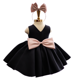Princesse courte robe noire taffa Nhung Nguyen robe de princesse bébé fille robe enfant OEM ODM fabriqué au Vietnam haute qualité petite taille - Product Image 1