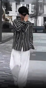 NH22 Camisa de hombre con cuello tipo Chaleco de SILAS hecha de estampado de cebra, ropa de hombre de gran tamaño para un uso fresco y cómodo - Product Image 4