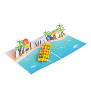 การ์ดป๊อปอัพ 3 มิติ ซานตาคลอสขับเรือใบ แบบสั่งทำขายส่ง เป็นมิตรกับสิ่งแวดล้อม - Product Image 3