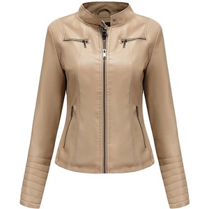 Chaquetas de cuero genuino para mujer Slim Fit Biker & Casual Styles OEM Proveedor de Pakistán Logotipo personalizado disponible Cuero marrón - Product Image 1
