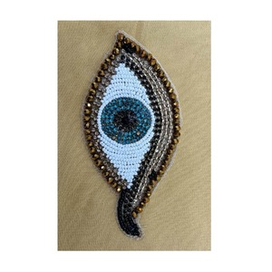 Patchs en strass perlés 3D faits à la main du fournisseur indien brodés accessoires d'appliques en tissu de conception du mauvais œil pour l'exportation - Product Image 1