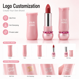 Lápiz Labial Color Rosa Pastel de Marca Privada con Diseño de Lazo y Logotipo Personalizado, Bálsamo Labial Hidratante, Resistente al Agua y de Larga Duración, OEM - Product Image 2