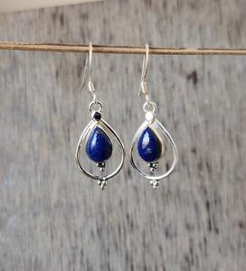 Joyería de piedras preciosas de lapislázuli para mujer, pendientes de estilo bohemio de plata, joyería de plata de ley 925, pendientes hechos a mano de tendencia, Regalo para mamá - Product Image 3