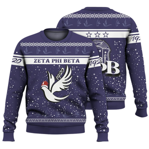 Sudadera con cuello redondo bordada en azul de la hermandad Zeta Phi Beta 1920, ropa griega para mujer - Product Image 3