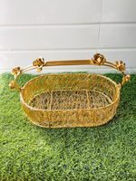 Panier de rangement suspendu multifonctionnel moderne en métal doré de forme circulaire pour panier de pique-nique de Noël en gros