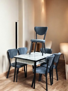 ชุดรับประทานอาหาร6เก้าอี้และโต๊ะแบบขยายในราคาสินค้าขายส่งสไตล์ตุรกีสีทองคุณภาพดีที่สุด - Product Image 2