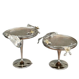 Aluminum Metal Silver Plated Round Shape Design Fancy Wedding Party Birthday Other Occasion <b>Cake</b> <b>Stand</b> - Product Image 1