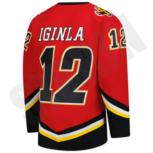 Maillot de hockey sur glace rouge personnalisé avec logo flamboyant C, nom cousu IGINLA, numéro 12, uniforme d'entraînement pour hommes, vêtements de sport, nouveau - Product Image 4