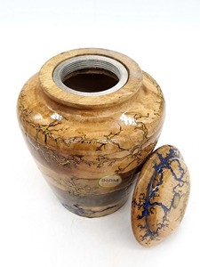 Urna Conmemorativa de Mango para Cenizas de Adultos con Efecto Relámpago, Diseño en Resina / Apta para Cementerio - Product Image 5