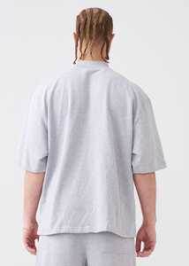 T Shirt Homme Personnalisé Surdimensionné Boxy T Shirt Rib Peached French Terry Woven Cotton Mock Neck Drop Shoulder Heavyweight T Shirt - Product Image 3