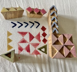 Bloc d'impression en bois géométrique, bloc d'impression en bois sculpté à la main, tampons en bois indiens pour tissu, argile - Product Image 5