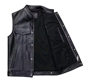 Chaleco de Motocicleta de Cuero Sintético para Hombre, con Botones, Resistente al Viento, Bolsillos Laterales Ocultos - Product Image 3