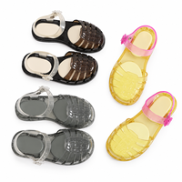Sandales d'été en PVC à motif arête de poisson pour enfants, chaussures transparentes de princesse, sandales romaines en gelée, polyvalentes et tendance pour la plage