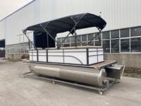 Bateau ponton familial de pêche en aluminium Allsea 2023, petit bateau ponton pour moteurs hors-bord