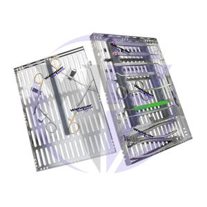 Kit Profesional de Implantes Dentales, 11 Instrumentos Quirúrgicos para Injerto Óseo con Casete de Esterilización Grande, Proveedor de Acero Wenquar - Product Image 1