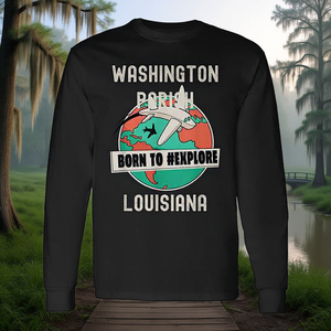 T-shirt à manches longues de la paroisse de Washington, Louisiane, pour les amateurs de voyages, nés pour explorer - Product Image 3