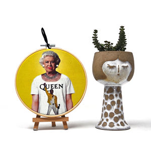 Broderie artisanale moderne en coton, thème Reine Elizabeth, 15 cm, décoration d'intérieur - Product Image 3