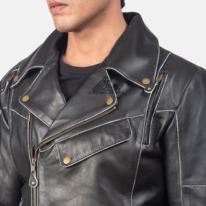 แจ็กเก็ตหนังผู้ชายมาใหม่คลาสสิกพร้อมซิปปิดด้านหน้าและวัสดุที่ทนทานเหมาะสำหรับตัวแทนจำหน่ายบูติก - Product Image 4