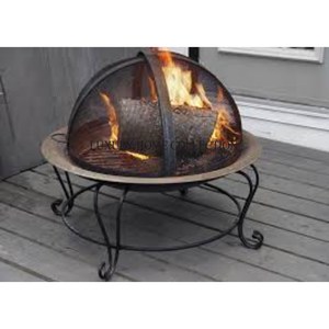 Rustic farmhouse metal <b>fire</b> <b>pit</b> with barnwood style accents blending beautifully into country themed outdoor living spaces - Product Image 4