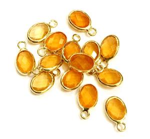 Trendy Vintage 12x7mm citrino cuarzo piedra preciosa bisel ajuste hecho a mano solo Bail plata chapado en oro conector regalo de cumpleaños para - Product Image 1